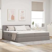 Opbergbed met matras met matras Taupe 200 x 200 cm Bewerkt hout