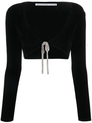 Alexander Wang cardigan crop à ornements en cristal - Noir