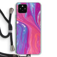 Paarse stroom: Pixel 5a 5G Transparant Hoesje met koord