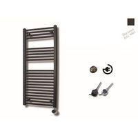 Elektrische Design Radiator Sanicare Plug En Play 111,8 x 60 cm Mat Zwart Thermostaat Chroom 730 Watt Sanicare - thumbnail