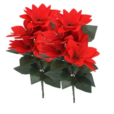 Kunsttak Kerstster - 2x - rood - 30 cm - voor binnen - Kerst kunstbloemen