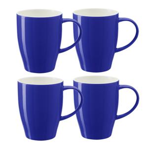 Koffie mokken/bekers Paris - 6x - porselein - met oor - kobalt blauw - 350 ml - stijlvolle vorm