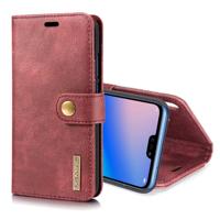Crazy Horse textuur Flip afneembare magnetische lederen case voor Huawei P20 lite met houder & kaartsleuven & portemonnee (rood)