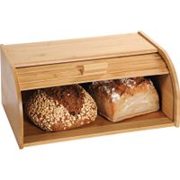 Houten brood bewaarbak/bewaardoos met rolluik deksel 27 x 40 x 17 cm   - - thumbnail