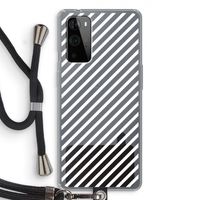 Strepen zwart-wit: OnePlus 9 Pro Transparant Hoesje met koord