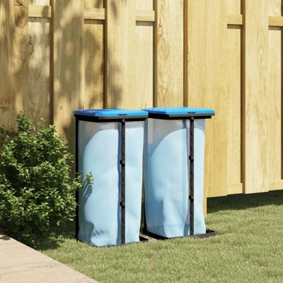 Vuilniszakhouders 2 st 60 L PP zwart en blauw Vuilniszakhouders 2 st 60 L PP zwart en blauw