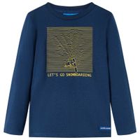 Kindershirt met lange mouwen snowboardprint 116 marineblauw