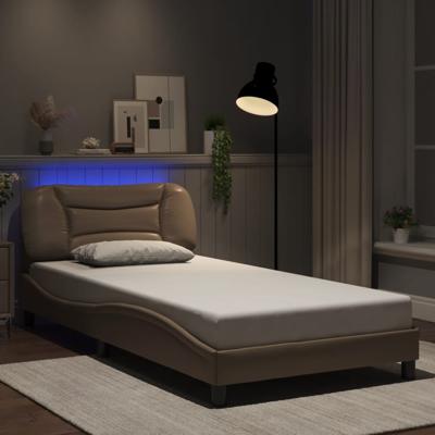 Bedframe met LED-verlichting kunstleer cappuccino 100x200 cm