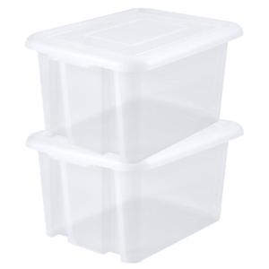 EDA Opbergbox 55L - 10x - wit - stapelbaar - L58 x B44 x H31 cm - kunststof - Bak/doos met deksel