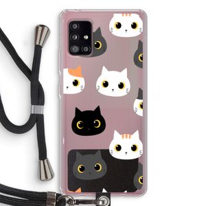 Katten: Samsung Galaxy A51 5G Transparant Hoesje met koord