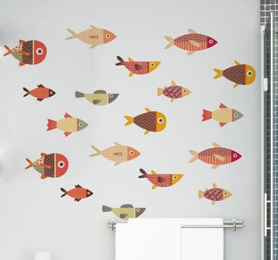 Badkamer muursticker vissen kleurrijk