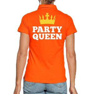 Koningsdag poloshirt party queen oranje voor dames