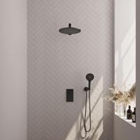 Brauer Black Edition Thermostatische Regendoucheset Inbouw - Hoofddouche 30 cm - Rechte Wandarm - 3 Weg - Handdouche 3 Standen - Doucheslang - Wandaansluitbocht - Mat Zwart