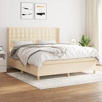 Boxspring met matras stof crèmekleurig 160x200 cm