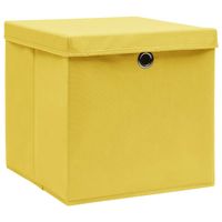 The Living Store opbergboxen - inklapbaar - geel - 32 x 32 x 32 cm - nonwoven stof