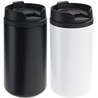 Set van 2x Thermosbekers/warmhoudbekers zwart en wit 290 ml