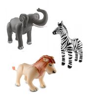 3x Opblaasbare dieren olifant leeuw en zebra - thumbnail