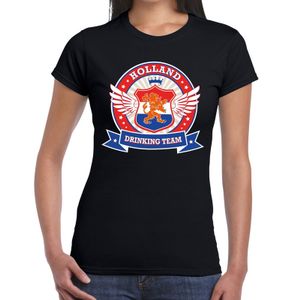 Zwart Holland drinking team t-shirt dames