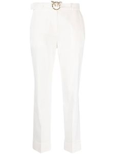 PINKO pantalon en lin mélangé à coupe courte - Blanc