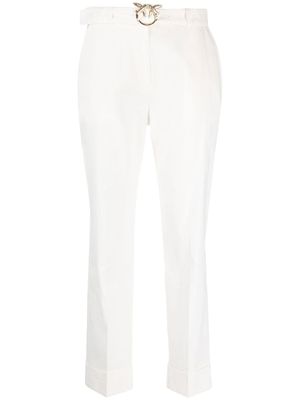 PINKO pantalon en lin mélangé à coupe courte - Blanc