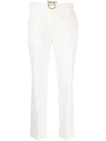 PINKO pantalon en lin mélangé à coupe courte - Blanc