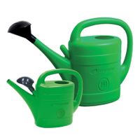 Combi-set kunststof bloemen/planten gieters met broeskop/sproeikop groen 5 en 14 liter