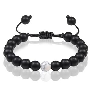 Memphis Kralen armband Zwart verstelbaar Matte Agaat Howliet 8mm