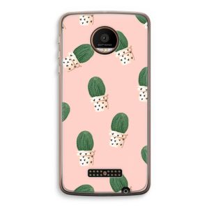 Cactusprint roze: Motorola Moto Z Force Transparant Hoesje