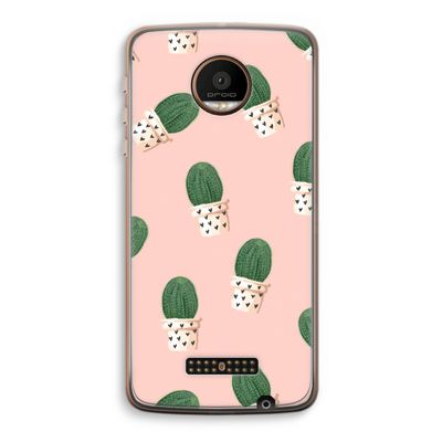 Cactusprint roze: Motorola Moto Z Force Transparant Hoesje