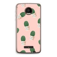 Cactusprint roze: Motorola Moto Z Force Transparant Hoesje