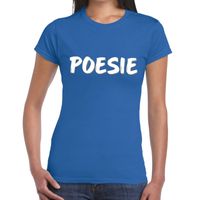 Poesie fun tekst t-shirt blauw dames - thumbnail