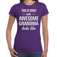 Awesome grandma / oma cadeau t-shirt paars dames - thumbnail