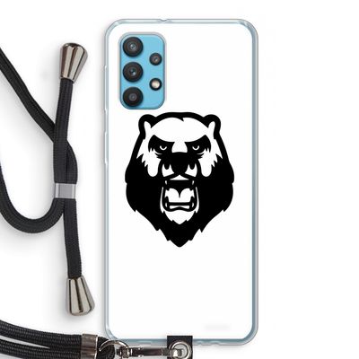 Angry Bear (white): Samsung Galaxy A32 4G Transparant Hoesje met koord