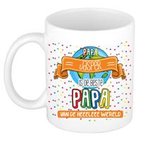 Naam mok papa Jasper - wit - de beste - keramiek - 300 ml - Vaderdag/verjaardag