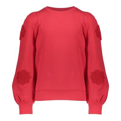 Geisha winter sweater meisjes - rood - bloemen op mouw