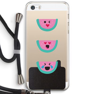 Smiley watermeloen: iPhone 5 / 5S / SE Transparant Hoesje met koord
