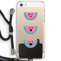 Smiley watermeloen: iPhone 5 / 5S / SE Transparant Hoesje met koord