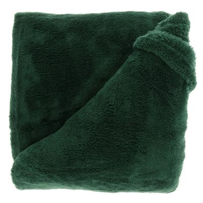 Deken/plaid Justin - donker groen - polyester - 150 x 200 cm