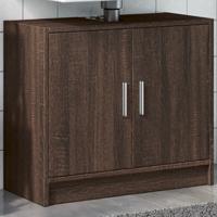 Wastafelkast 63x29x55 cm bewerkt hout bruin eikenkleurigig - thumbnail