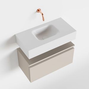 Toiletmeubel Mondiaz Andor | 60 cm | Meubelkleur Linen | Lex vrijhangend wastafel Talc Midden | Zonder kraangat