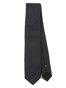 Moschino cravate en soie à broderies cœur - Noir