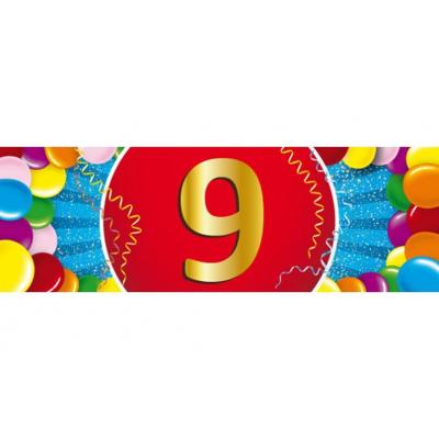 9 jaar leeftijd sticker - 19 x 6 cm - verjaardag - jubileum - versiering 9 jaar leeftijd sticker - 19 x 6 cm - verjaardag - jubileum - versiering