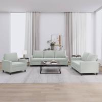 3-delige Loungeset met kussens fluweel lichtgrijs