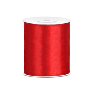 Satijnen sierlint breed - rood - 10 cm x 25 meter - Cadeaulint - Hobby/knutselen linten