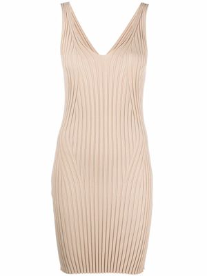 Rodebjer robe en maille nervurée à col v - Tons neutres