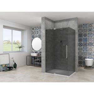 Van Rijn Products ST08 Nis Draaideur - 130x200cm - grijs rookglas - dikte 8mm - 2 delig - muurprofiel - stabilisatiestang - RVS ST08300130GRBN