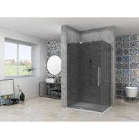 Van Rijn Products ST08 Nis Draaideur - 130x200cm - grijs rookglas - dikte 8mm - 2 delig - muurprofiel - stabilisatiestang - RVS ST08300130GRBN