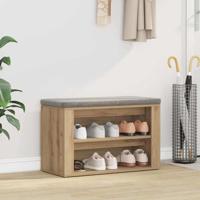 Schoenenrek met plank artisanaal eikenkleurig 75 x 35 x 45 cm