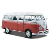 Modelauto/speelgoedauto Volkswagen T1 Samba - rood - schaal 1:24