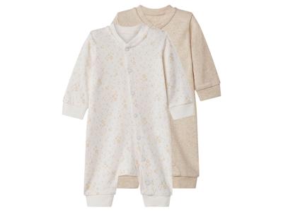 lupilu Set van 2 baby pyjama's (Beige/wit, 62/68)